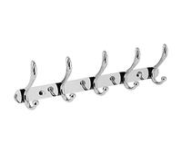 kimzcn Wall Mounted Coat Rack - 5 Tri Hooks, Heavy Duty, Metal Coat Hook Rail for Coat Hat Towel Purse Robes Mudroom Bathroom Entryway (Chrome)