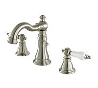 Kina7|#Kingston Brass FSC1978APL Kingston Brass American Patriot Widespread Lavatory Faucet, 5-5/16 Inch Spout Reach, Satin Nickel, 5-5/16 Inch Spout Reach