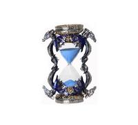 KINBENNOBLE Gothic Metal Dragon Hourglass Sand Timer 15 minutes, Home and office decorative Statue, Matt-nickel finish with blue and gold enamel.