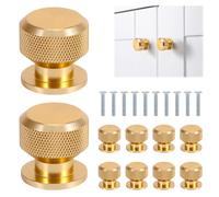 Kinberry 10 Pcs Cabinet Knobs Gold Knurled, Iuxurious Cupboard Knobs, Gold Drawer Knobsa Wear-Resistant and Moisture-Proof with Screws for Drawer Dresser, Cupboard and Wardrobe