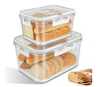 Kinberry 2 Pcs Bread Bins, Airtight Bread Storage Container with Time Recording Lid, Ice Pack Compatible Base, Large Capacity Airtight Bread Box for Homemade Toast, Bagels and Cookies