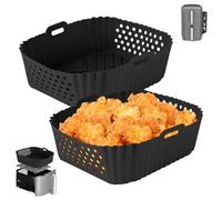 Kinberry 2PCS Air Fryer Silicone Liner for Ninja Double Stack 9.5L SL401, Perforated Airfryer Liners Silicone Reusable, Non-Stick, Easy to Clean, Heat Resistant Air Fryer Accessories for Ninja SL401
