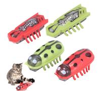 Kinberry 4pcs Mini Robot Beetle Cat Toy - Electric Interactive Pet Bug Toy for Cats (Mouse Red and Black+Green, Ladybug Red and Green)