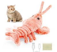 Kinberry Flopping Lobster Toy for Cats & Small Dogs - Soft Chew & Kicker Toy, Motion Activated Moving Cat Toys with 2 Catnip Packets - USB-Chargeable, Washable, Low-Noise Nip Gift, 12.6inch
