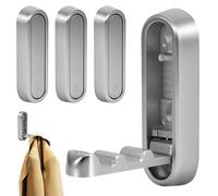 Kinberry Folding Wall Mount Hooks - 4Pcs Heavy Duty Coat Hooks for Wall Retractable, Stainless Steel Racks Premium Design Rust Free for Towels/Backpacks/Bags(Gray)