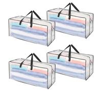Kinberry Moving Bags - 4 Pack 120L Oversize Large Storage Bag Organizer with Zips and Tag Pocket, Large Packing Bags with Zips for Clothes Storage Moving Travelling Camping Wrapping Paper Storage