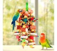 Kinberry Parrot Toys for Large Birds, Bird Toys for Cockatoos African Grey Macaws and Amazon Parrots, Natural Corn Cob and Loofah Slices Bird Chew Toy