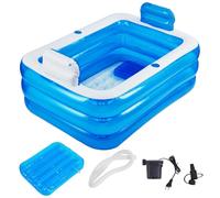 Kinbolas Inflatable Pool, Bathtub, Foldable Inflatable for Adults, Hot Tub, Outdoor, Children's Paddling Pool for Balcony, Garden, Pool, Rectangular with Large Backrest Seat and Drink Holder