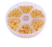 KINBOM 1000pcs Jump Rings, 4/5/6/7/8/10mm Open Jump Rings for Jewelry Making Kit Jewelry Connectors with Plastic Case for DIY Making Earrings Bracelets Necklaces (Gold)