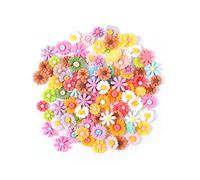 KINBOM 100pcs Flower Resin Charms, Flatback Resin Charmsresin Flatback Beads Daisy Beads for DIY Scrapbooking Jewelry Making Craft Decorations (Mixed Colors)