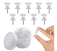 KINBOM 100pcs Large Push Pins, Clear Plastic Push Pins Thumb Tacks Decorative Thumb Tacks with Stainless Steel Point Push Pins for Cork Board Wall Maps Office Bulletin Board,White