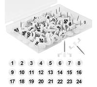 KINBOM 100pcs Numbered Push Pin Tacks, 1-100 Sequential Number Tacks Push Pins Plastic Thumb Tacks Steel Point Push Pins Map Thumb Tacks for Picture Posters Note Display (White, 0.47x0.39inch)