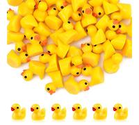 KINBOM 120pcs Mini Resin Ducks Decoration, Tiny Miniature Ducks Mini Resin Duck Figures Tiny Duck Accessories for Craft Home Prank Game Dollhouse School Project Landscape Aquarium (Yellow)