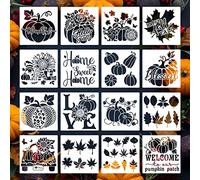 KINBOM 16pcs Fall Stencils for Painting, Reusable Thanksgiving Stencil Pumpkin Stencil Maple Leaf Stencils for Crafts DIY Creations Home Decoration