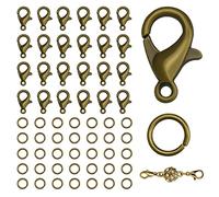 KINBOM 170PCS Lobster Clasp with Open Jump Ring Set, Jewelry Bracelet Connectors Necklace Clasp Bracelet Clasp Jump Rings for Jewelry Making (Bronze)