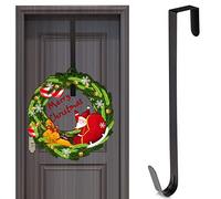 KINBOM 1pc 15Inch Christmas Door Ornament Hook, Steel Hanger Hook Front Door Decoration Metal for Wreath, Christmas Ornament, Backpack, Handbag or Welcome Sign (Black)