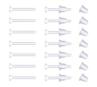 KINBOM 200 Pairs Clear Earrings for Sports, Plastic Transparent Earrings Clear Stud Earrings Clear Earrings for Women Men Sports Work Jewelry Makings (3mm, Flat-Headed) (A19140)