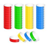 KINBOM 200pcs Neon Wristbands, Waterproof Paper Bracelets Event Wristbands Colorful Wrist Party Bands Armbands for Events Bars Concerts Nightclubs(Green, Red, Blue, Yellow)