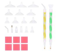 KINBOM 25pcs 5D Diamond Art Pen, Diamond Painting Pens Tools and Accessories Ergonomic Point Drill Pen for Round and Square Gem, Green + Yellow (2 Pens+17 Pen Tips+6 Clay)