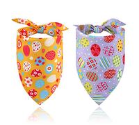 KINBOM 2pcs Easter Dog Bandanas, Double-Sided Holiday Puppy Bandana Easter Eggs Dog Triangle Scarf Easter Dog Bib Pet Scarf for Small Medium Large Dog