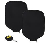 KINBOM 2pcs Pickleball Paddle Covers, Universal 8.6 x 12.2 inch Neoprene Paddle Cover Pickleball Racket Sleeve Paddle Storage Bag for Most USAPA Standard and Elongated Pickball Paddles (Black)