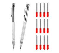 KINBOM 2pcs Tungsten Carbide Scriber, Carbide Scriber Pen with Magnet Scribe Tool with Extra 12 Replacement Red Hat Marking Tip for Glass/Metal Sheet