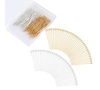 KINBOM 300pcs Straight Head Pins for Jewelry Making - 2inch Long Silver and Gold Pins for Beads, DIY Crafts, Earring, Bracelet, Necklace, Pendant (Eye Pin Style)