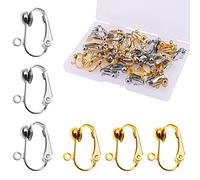 KINBOM 40pcs Earring Clip, U-Shape Clip-On Earring Converters Copper Earring Clip on Women With Easy Open Loop for Wedding Party Birthday Celebration for Men Women (Gold, Silver)
