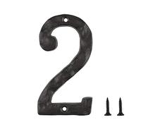 KINBOM 5.5 Inch Metal House Number with No Light, Cast Iron House Numbers, Modern Floating Door Mailbox Address Street Number for House Outside (Number 2)
