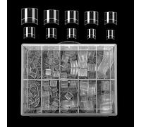 KINBOM 500pcs Clear Nail Tips Short Acrylic Fake Nails with Case Square Half Cover French Fake False Nails for Nail DIY Decoration at Home and Salon