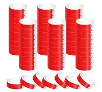 KINBOM 600pcs Red Neon Wristbands, Waterproof Paper Bracelets Event Wristbands Wrist Party Bands Armbands for Events Fairs Festivals (Red)