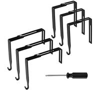 KINBOM 6pcs Cubicle Wall Hooks, Metal Adjustable Cubicle Hooks Hangers with a Cross Screwdriver Universal Partition Hanger Set for Panels of 1.4-3.5in Thickness (Black)