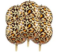 KINBOM 6pcs Foil Leopard Print Balloons 22inch Cheetah Balloons 4D Animal Balloon for Zoo Jungle Kindergarten Birthday Animal theme Party Decoration Supplies