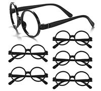 KINBOM 6pcs Round Glasses Frame No Lenses, Costume Wizard Glasses Eyeglasses without Lenses Glasses for Cosplay Halloween Costume Makeup Party St Patrick's Day (Black)