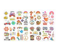 KINBOM 8 Sheets Summer Cartoon Temporary Tattoos, Flower Mushroom Cars Colorful Rainbow Funny Temporary Tattoos Stickers for Party Vacation Summer Pool Beach Boys Girls Adults