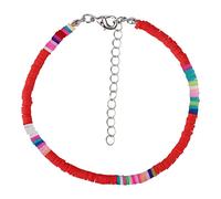 KINBOM Bohemian Anklet, Soft Pottery Flat Bead Anklets Bracelets Stylish Colorful Ankle Bracelets String Foot Chain for Women Girls (Red)