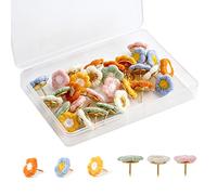 KINBOM Flower Push Pins, 30pcs Flower Thumb Tacks Decorative Push Pins Bulletin Board Tacks Color Push Pin for Map Cork Board Photo Display Office Home (6 Colors)