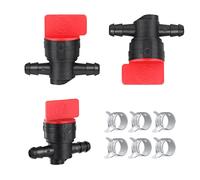 KINBOM Fuel Shut Off Valve, 3pcs Inline ABS & Metal Valves for 494768/493960/698183/698181/697947/5019H Lawn Tractor Fuel Cut Off Valve 1/4 with Hose Clamps
