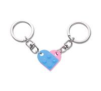 KINBOM Heart Keychain Set, 2pcs Matching Couple Keychains Small Decorations for Party, Valentine's Gift for Girlfriend Boyfriend (Pink+Blue)