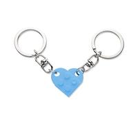 KINBOM Heart Keychain Set, 2pcs Matching Couple Keychains Small Heart Decorations for Party, Valentine's Gift for Girlfriend Boyfriend (Light Blue)