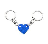KINBOM Heart Keychain Set, 2pcs Matching Heart Keychain Couple Keychains Small Heart Decorations for Party, Valentines Gift for Girlfriend Boyfriend (Blue)