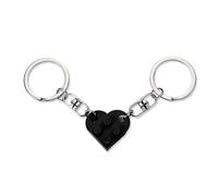 KINBOM Heart Keychain Set, 2pcs Matching Heart Keychain Couple Keychains Small Heart Decorations for Party, Valentines Gift for Girlfriend Boyfriend (Black)