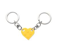 KINBOM Heart Keychain Set, 2pcs Matching Heart Keychain Couple Keychains Small Heart Decorations for Party, Valentines Gift for Girlfriend Boyfriend (Light Yellow)