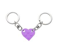 KINBOM Heart Keychain Set, 2pcs Matching Heart Keychain Couple Keychains Small Heart Decorations for Party, Valentines Gift for Girlfriend Boyfriend (light Purple)