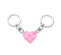 KINBOM Heart Keychain Set, 2pcs Matching Heart Keychain Couple Keychains Small Heart Decorations for Party, Valentines Gift for Girlfriend Boyfriend (Pink)