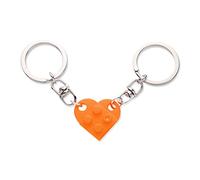 KINBOM Heart Keychain Set, 2pcs Matching Heart Keychain Couple Keychains Small Heart Decorations for Party, Valentines Gift for Girlfriend Boyfriend (Orange)