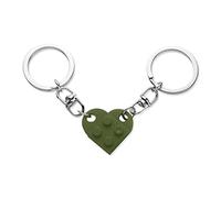 KINBOM Heart Keychain Set, 2pcs Matching Heart Keychain Couple Keychains Small Heart Decorations for Party, Valentines Gift for Girlfriend Boyfriend (Army Green)
