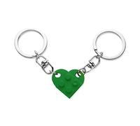 KINBOM Heart Keychain Set, 2pcs Matching Heart Keychain Couple Keychains Small Heart Decorations for Party, Valentines Gift for Girlfriend Boyfriend (Grass Green)