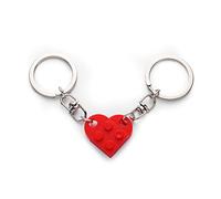 KINBOM Heart Keychain Set, Red Heart Keychain Small Brick Heart Keychain for Couples, 2Pcs Matching Heart Decorations Valentines Gift for Girlfriend Boyfriend