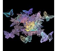 KINBOM Holographic Stickers, PET Waterproof Glitter Resin Translucent Stickers for Resin Scrapbooking Diary Daily Planner Water Bottle (Butterfly)